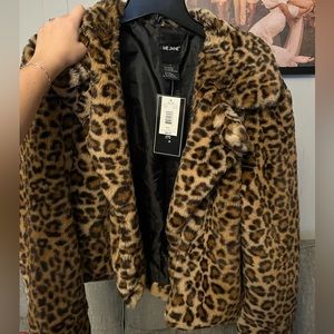 ME JANE leopard faux fur jacket